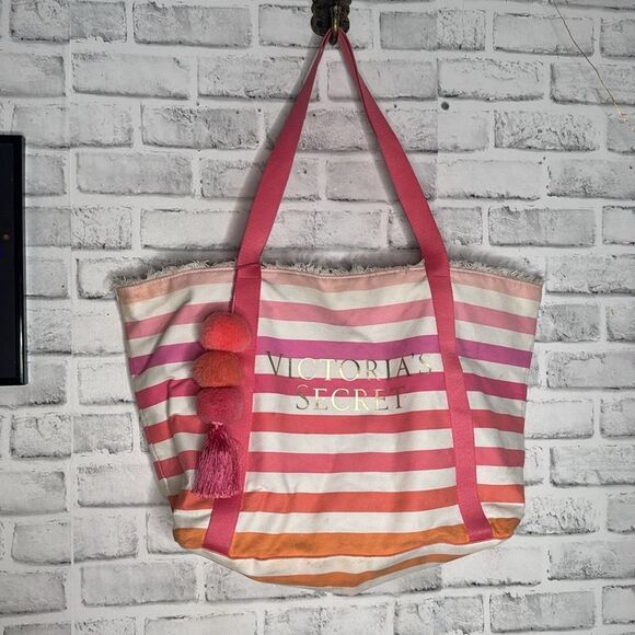 Victoria’s Secret Striped Large Tote Beach Bag - Picture 2 of 8